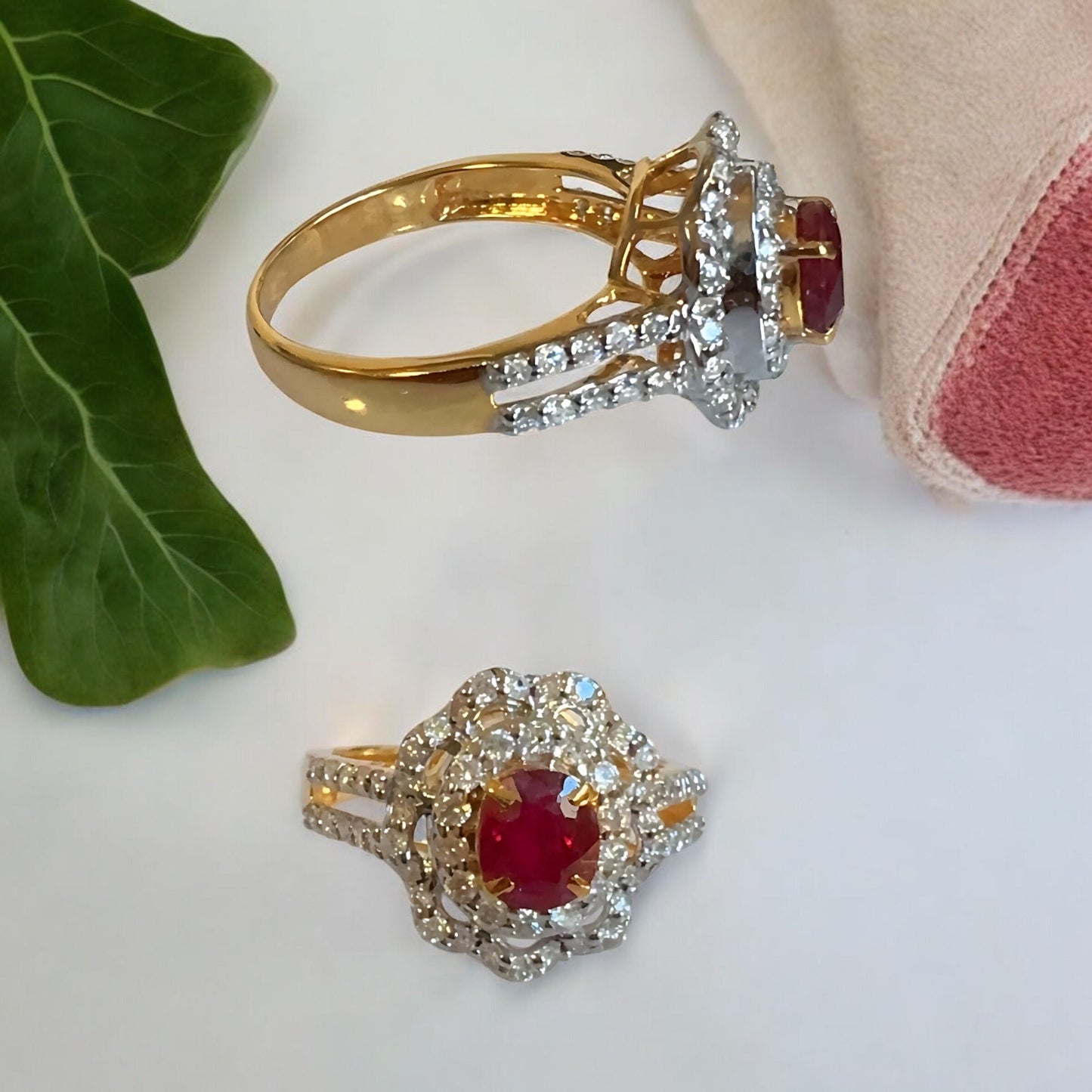 Beautiful Blood Red colour Natural Unheated Burmese Ruby (1.1CT) with Natural Diamonds Ring