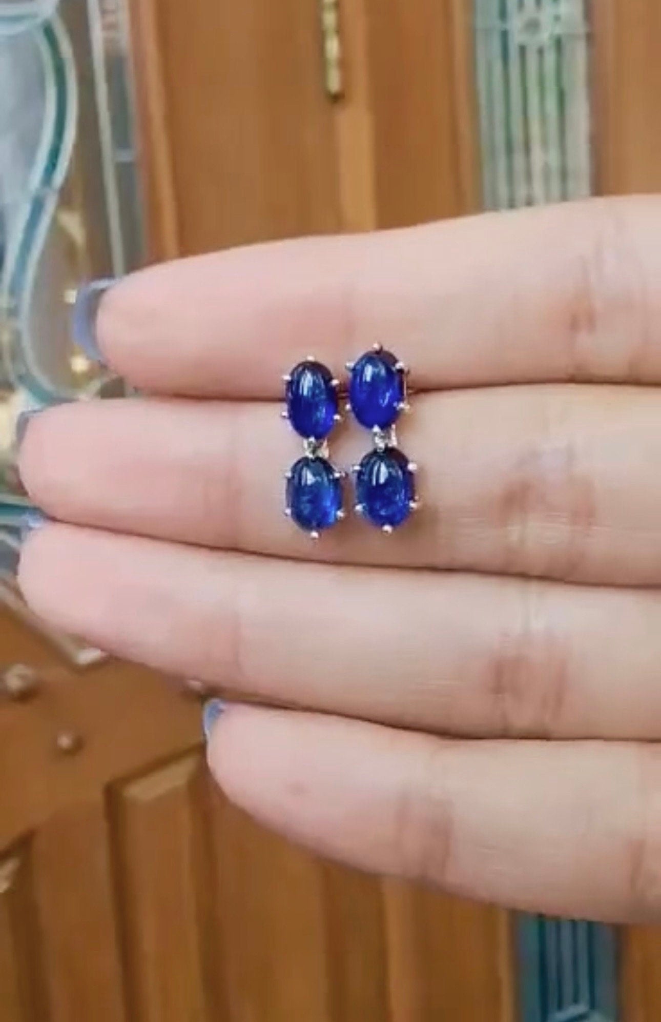 5.3 CT Natural Unheated Burmese (4) Sapphire Cabochons Earring
