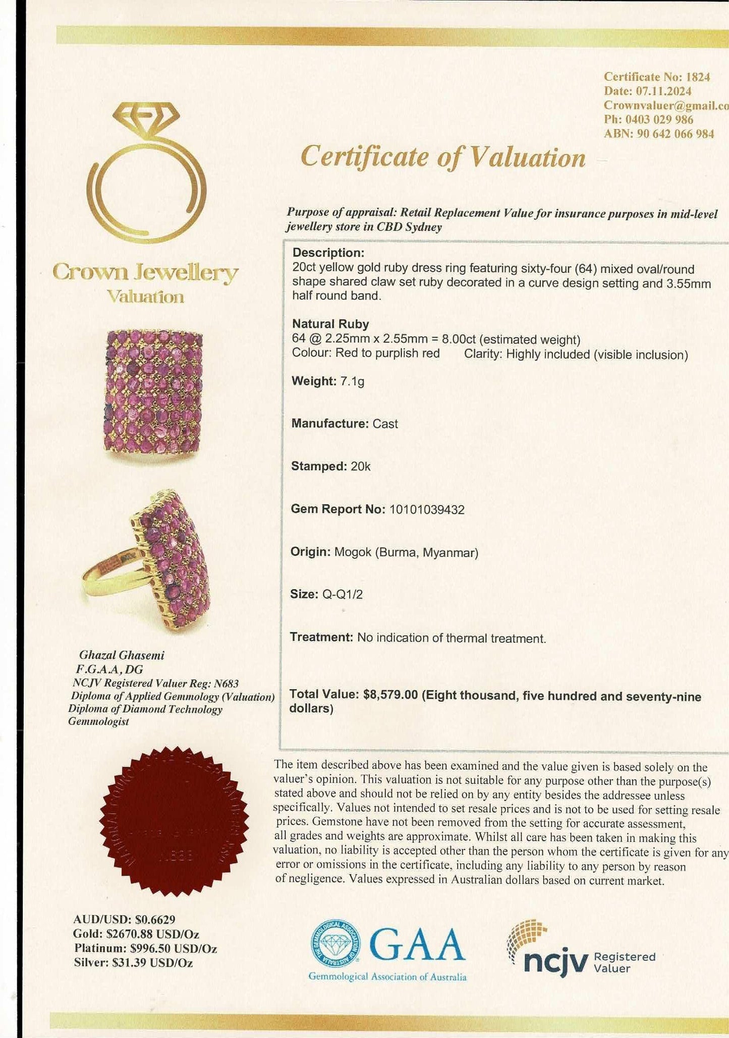Vintage Sunflower Design Burmese Natural Unheated Ruby (2.65CT) and Diamonds Ring in 20K Solid Gold