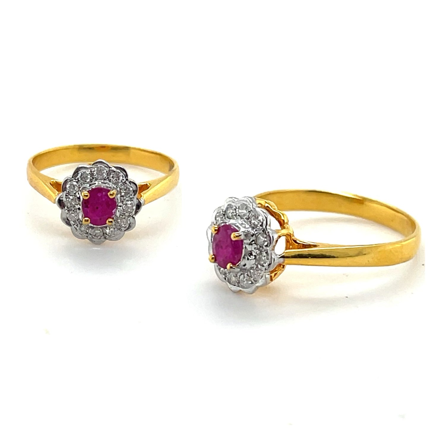 Burmese Unheated Ruby and Natural Diamonds Ring in 20K Solid Gold