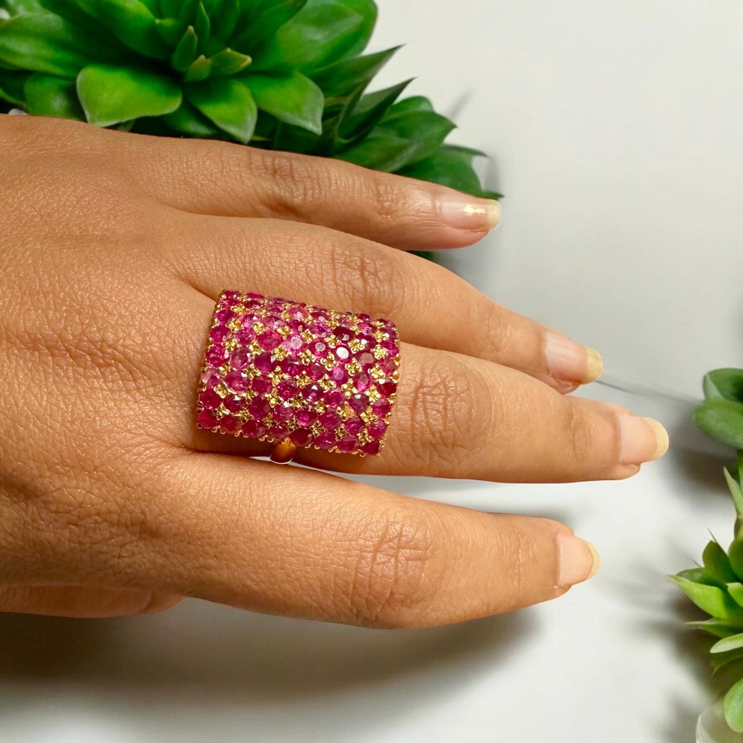 Vintage Sunflower Design Burmese Natural Unheated Ruby (2.65CT) and Diamonds Ring in 20K Solid Gold