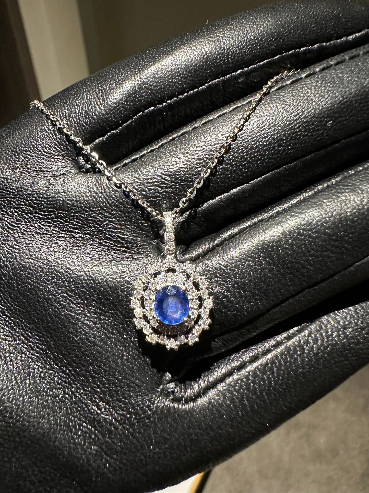 Natural Unheated Burmese Sapphire and natural Diamond Pendant