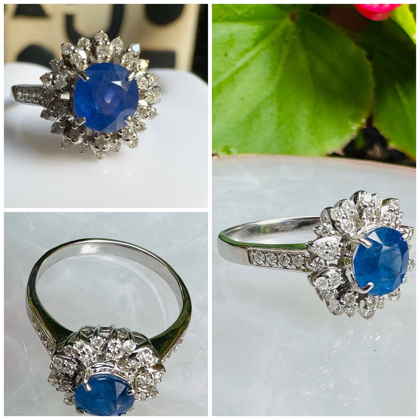 1.63 CT Natural Unheated Burmese Sapphire and natural Diamond Ring