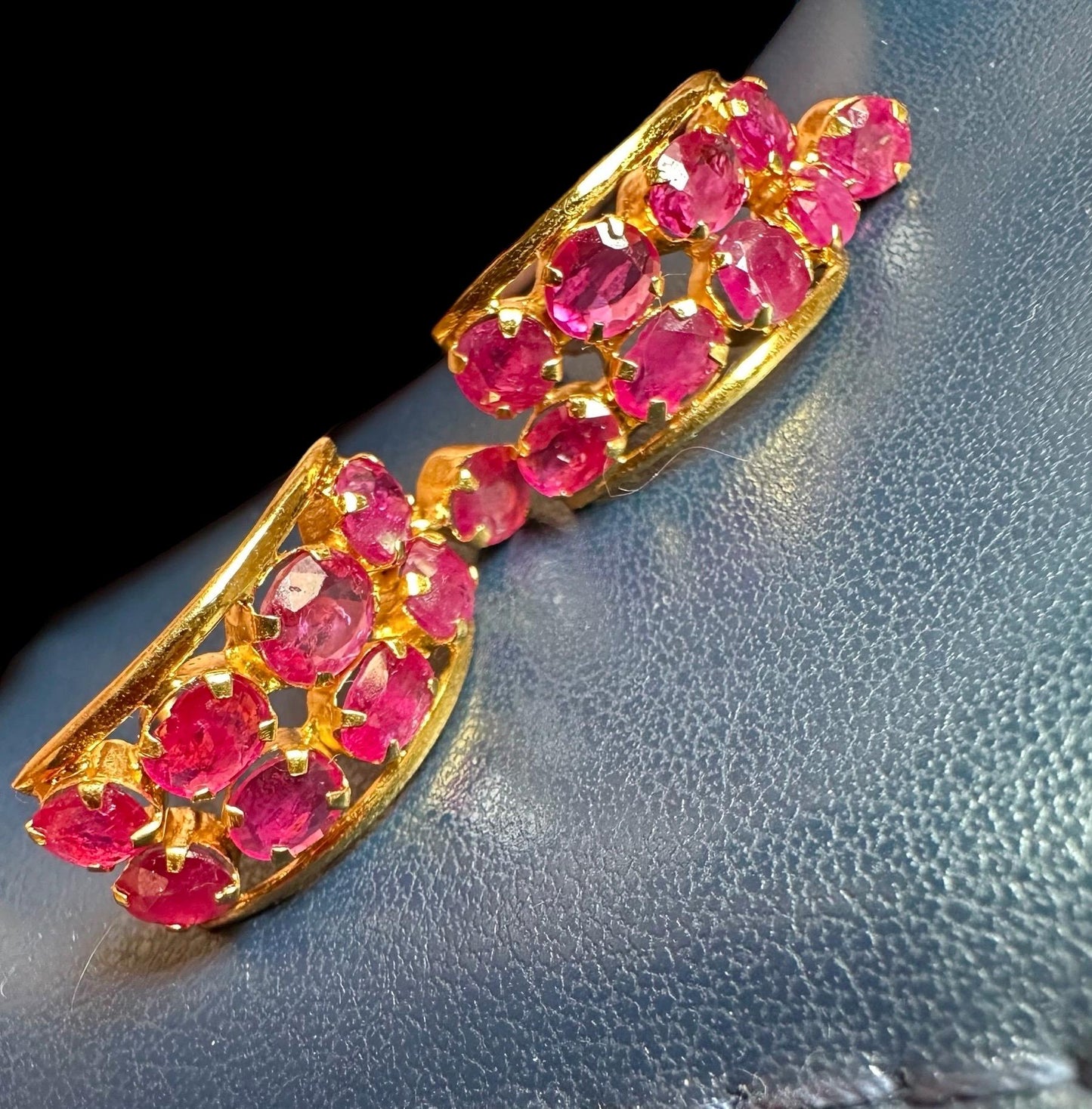 Total 4CT Burmese Natural Unheated Ruby Earrings in 20K Solid Gold