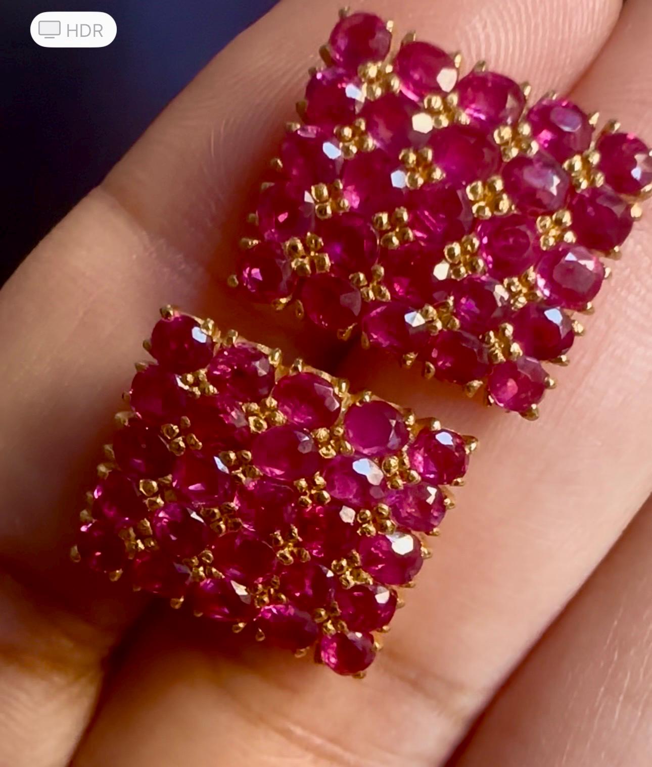 Total 6CT Burmese Natural Unheated Rubies Earrings in 20K Solid Gold