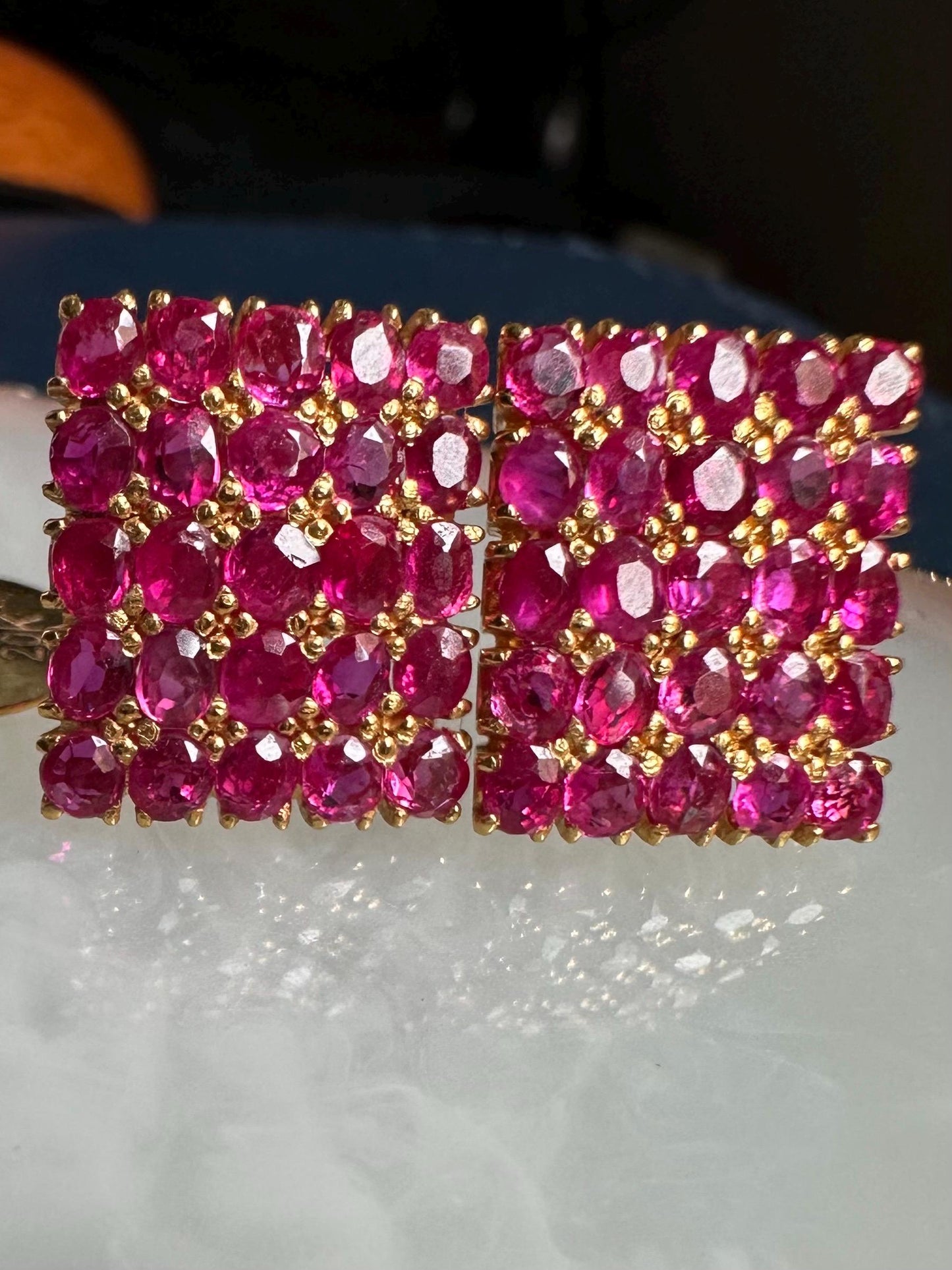 Total 6CT Burmese Natural Unheated Rubies Earrings in 20K Solid Gold