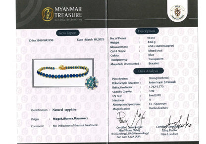 Natural Unheated Burmese Sapphire (12CT) Bracelet in 18K Solid Gold