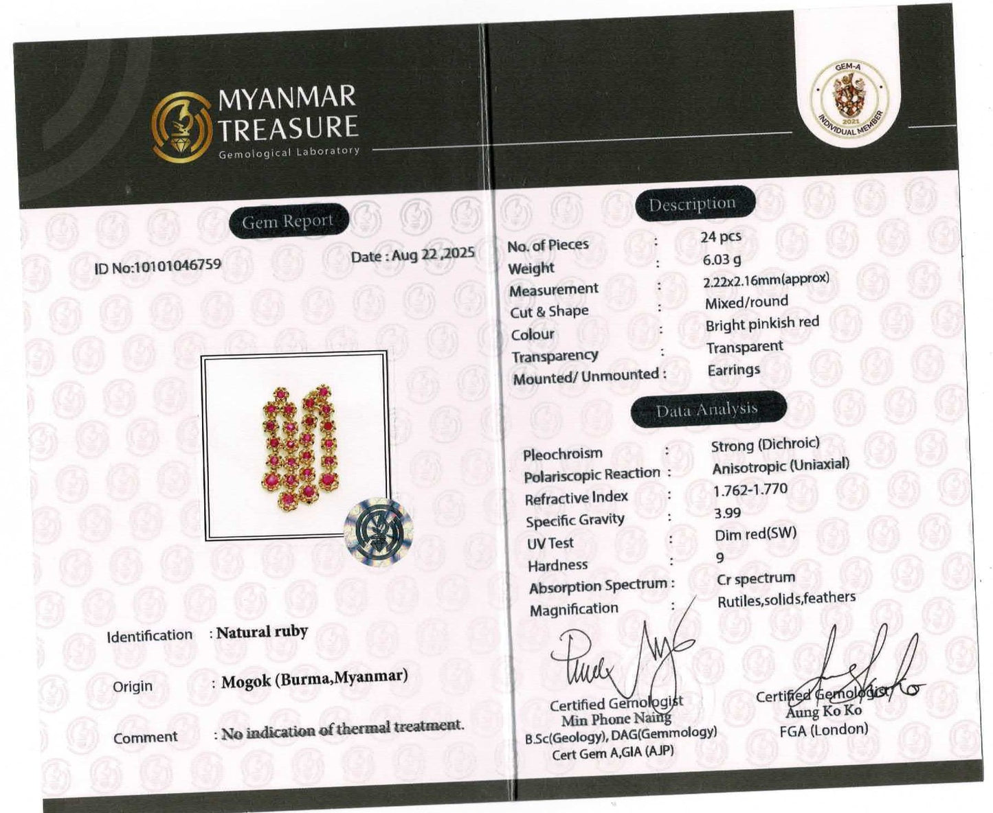 Timeless Floral Cascade Earrings – 20K Solid Gold with Natural Unheated Burmese Rubies