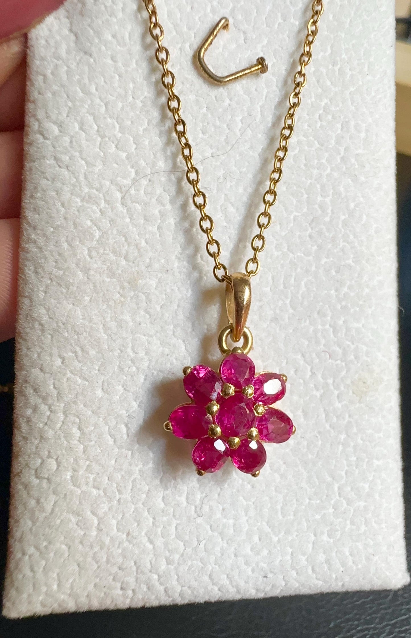 Stunning and Quality Earring & Pendant Set -Featuring Natural Unheated Burmese Ruby (4.13CT)  in 20K Solid Gold.