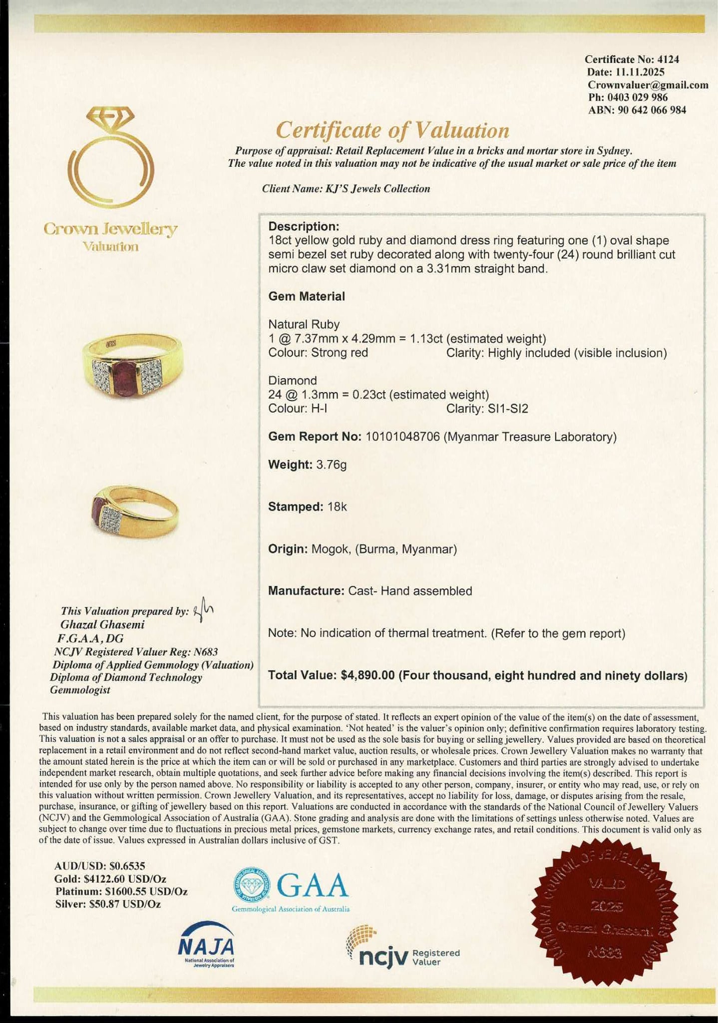 Unisex Unheated Burmese  Ruby Ring with Diamonds