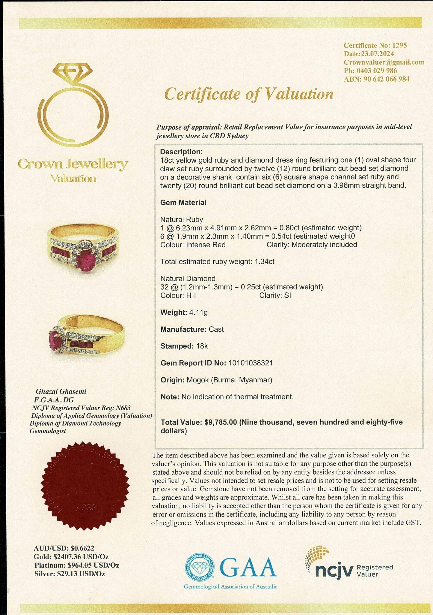 SChannel Set Engagement Ring with Natural Unheated Ruby and Diamonds Ring in 18K Gold