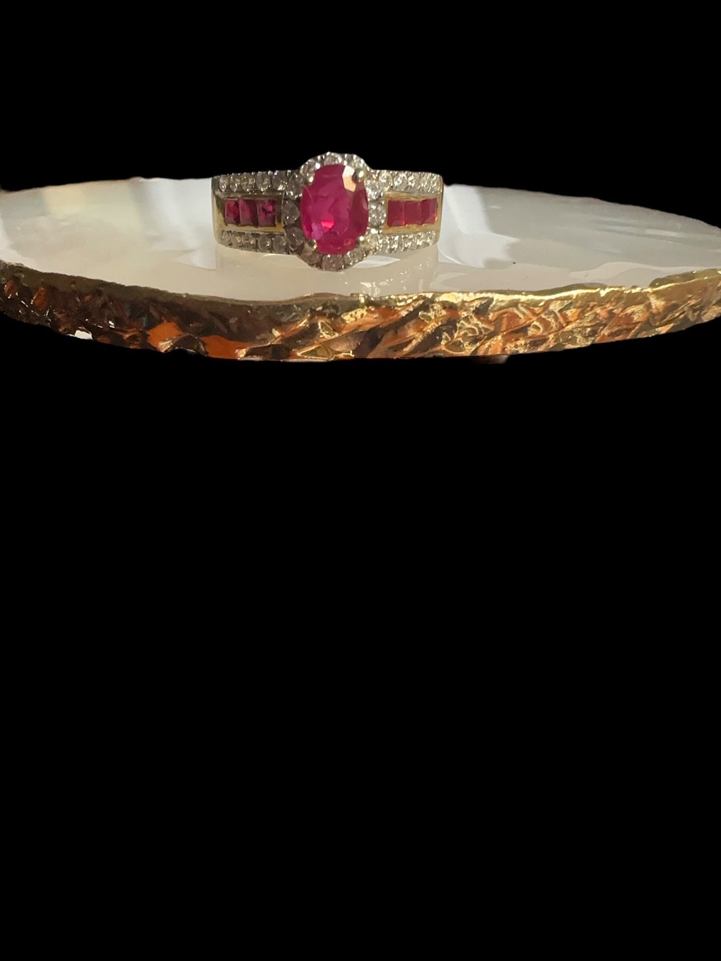 SChannel Set Engagement Ring with Natural Unheated Ruby and Diamonds Ring in 18K Gold