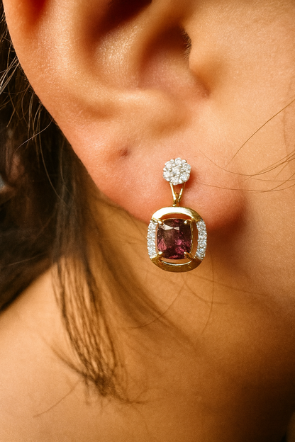 Multi-Way Natural Unheated Burmese Spinel Earrings – Includes Natural Diamond Studs