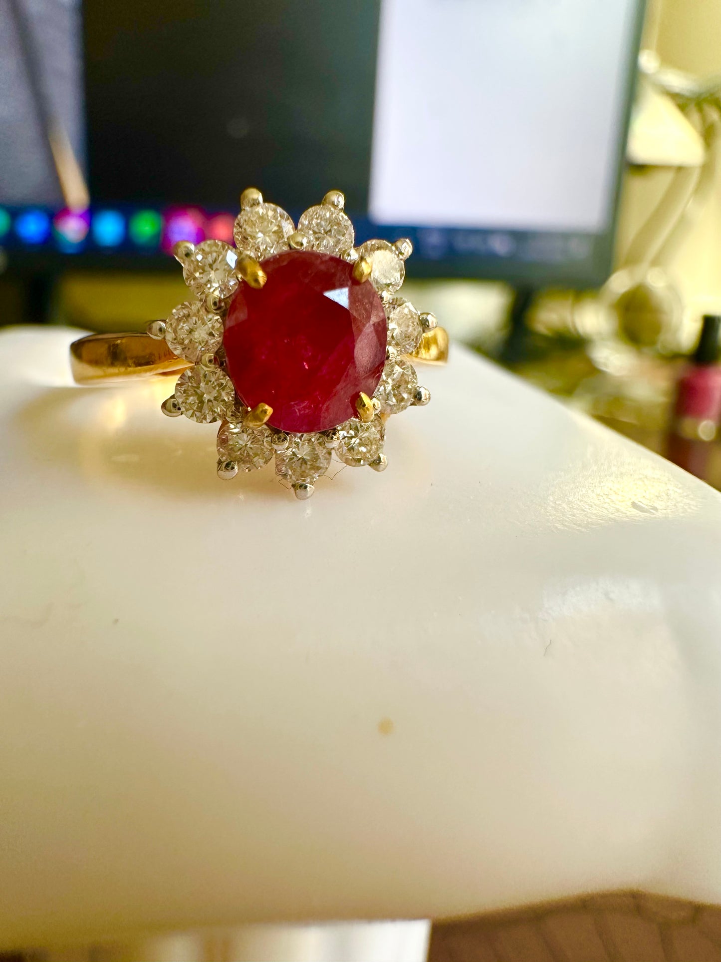 Diana-Inspired Natural Unheated Burmese Ruby (1.28ct) & Diamond Engagement Ring