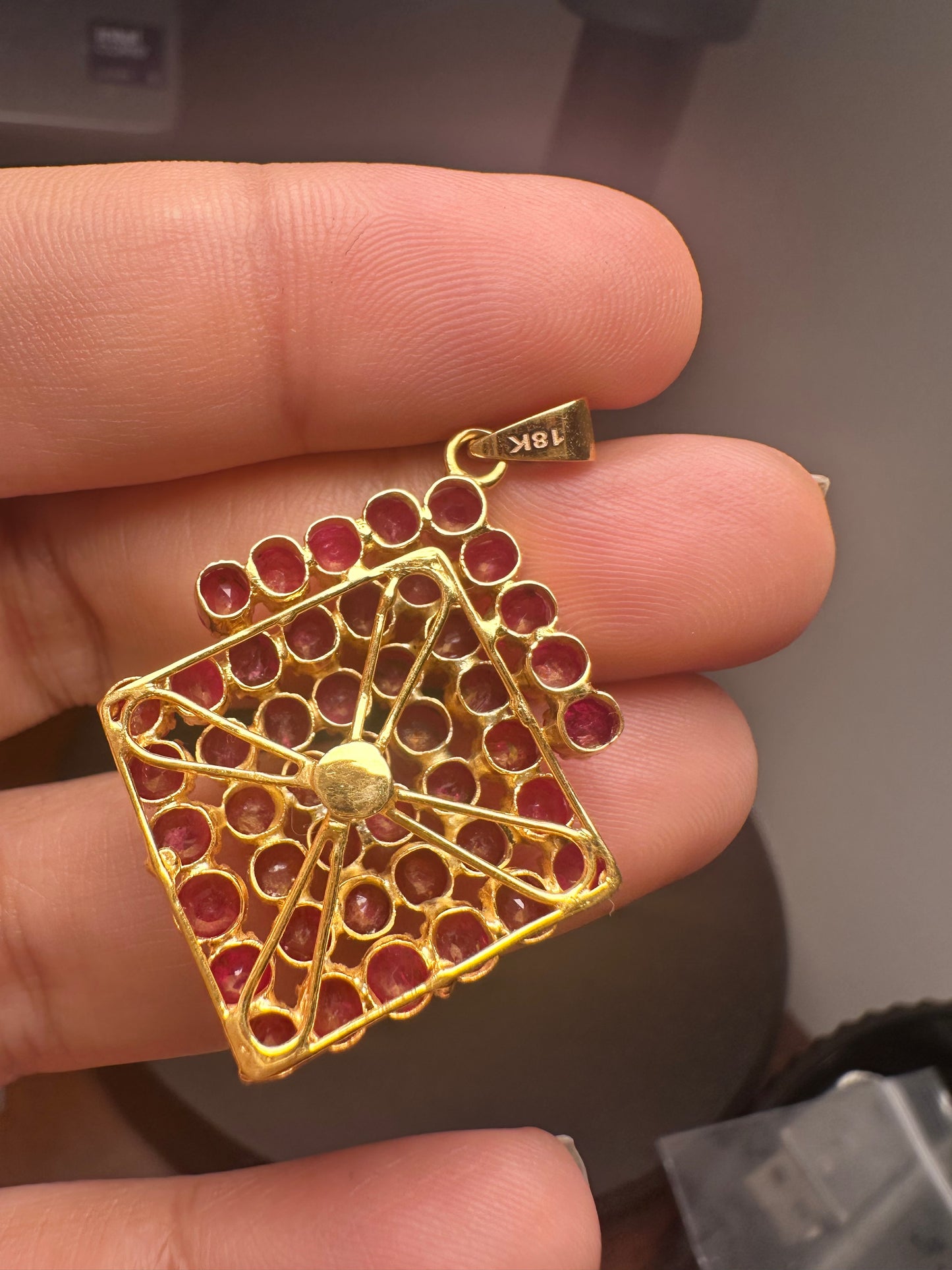Natural Unheated Mogok Ruby Cluster Pendant | 4.00ct Ruby | 18ct Gold