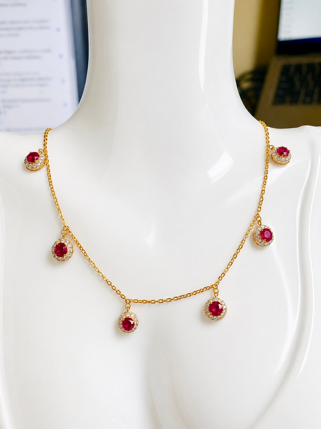 Ruby Romance – Natural Burmese Ruby (3.5CT) & Diamond 18K Gold Necklace