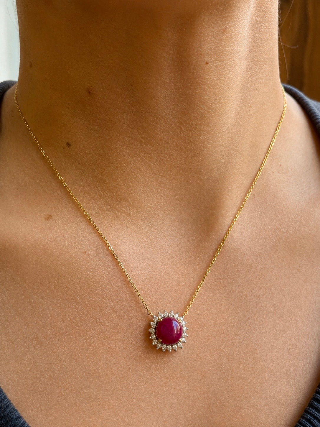 Celestial Ruby – 4.50ct Natural Unheated Mogok Star Ruby (4.5CT) Natural Diamonds & 20K Gold Pendant