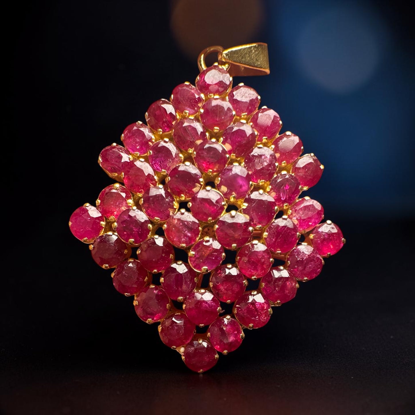 Natural Unheated Mogok Ruby Cluster Pendant | 4.00ct Ruby | 18ct Gold