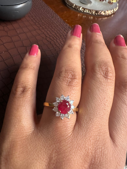 Diana-Inspired Natural Unheated Burmese Ruby (1.28ct) & Diamond Engagement Ring