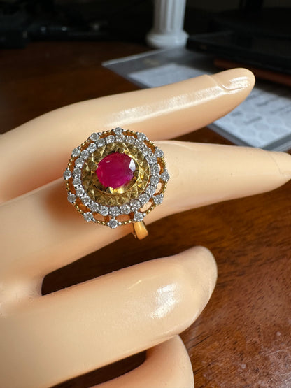 A fine Natural Unheated Burmese Ruby and 20K Solid gold with exceptional craftsmanship