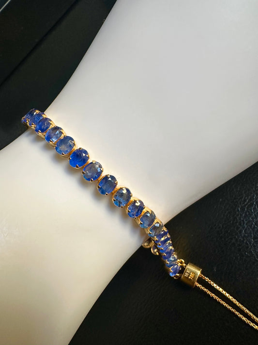 Natural Unheated Burmese Sapphire (12CT) Bracelet in 18K Solid Gold
