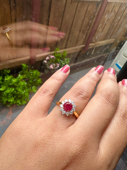 Diana-Inspired Natural Unheated Burmese Ruby (1.28ct) & Diamond Engagement Ring