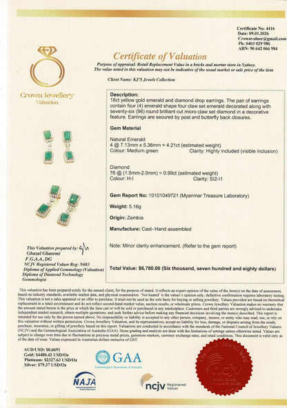 Two-Step Drop Natural Emerald & Diamond Statement Set