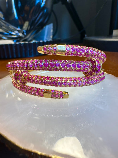 Cartier-Inspired Nail Bangle – Natural Unheated Red Ruby in 20K Solid Gold