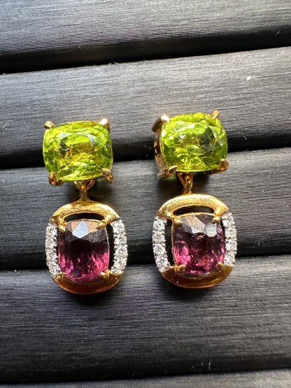 Multi-Way Natural Unheated Burmese Spinel Earrings – Includes Natural Diamond Studs