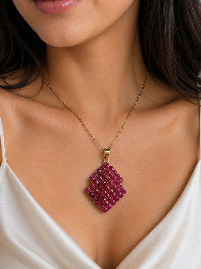 Natural Unheated Mogok Ruby Cluster Pendant | 4.00ct Ruby | 18ct Gold