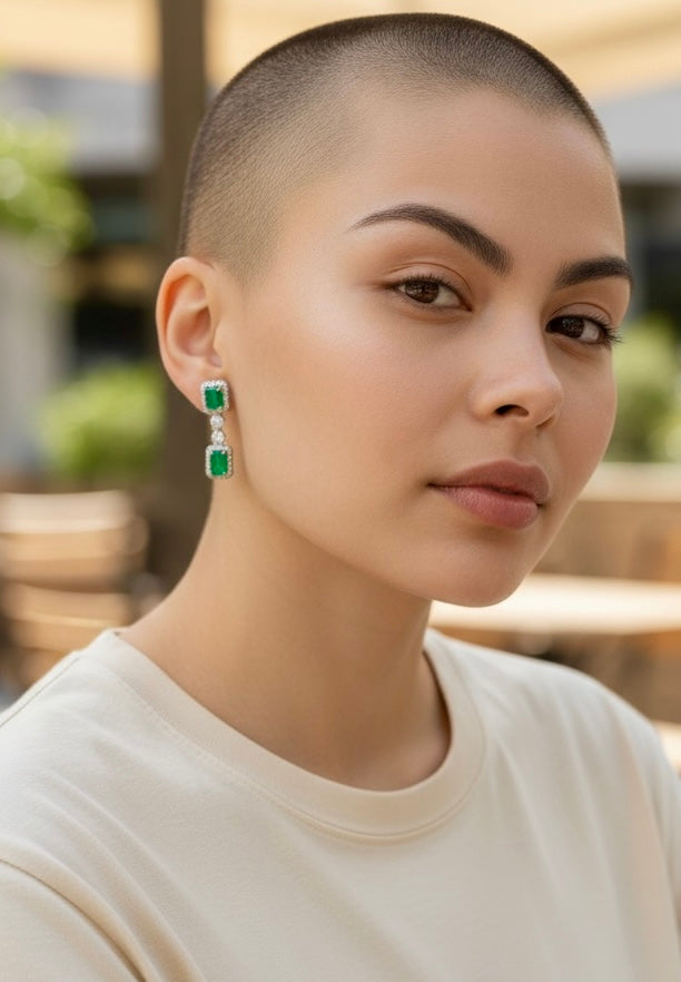 Two-Step Drop Natural Emerald & Diamond Statement Set