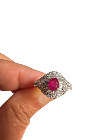 Natural Unheated Burmese Sapphires and Diamonds Earring with 20K Solid Gold