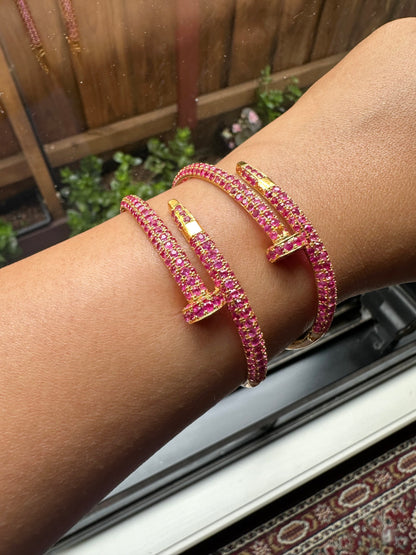 Cartier-Inspired Nail Bangle – Natural Unheated Red Ruby in 20K Solid Gold