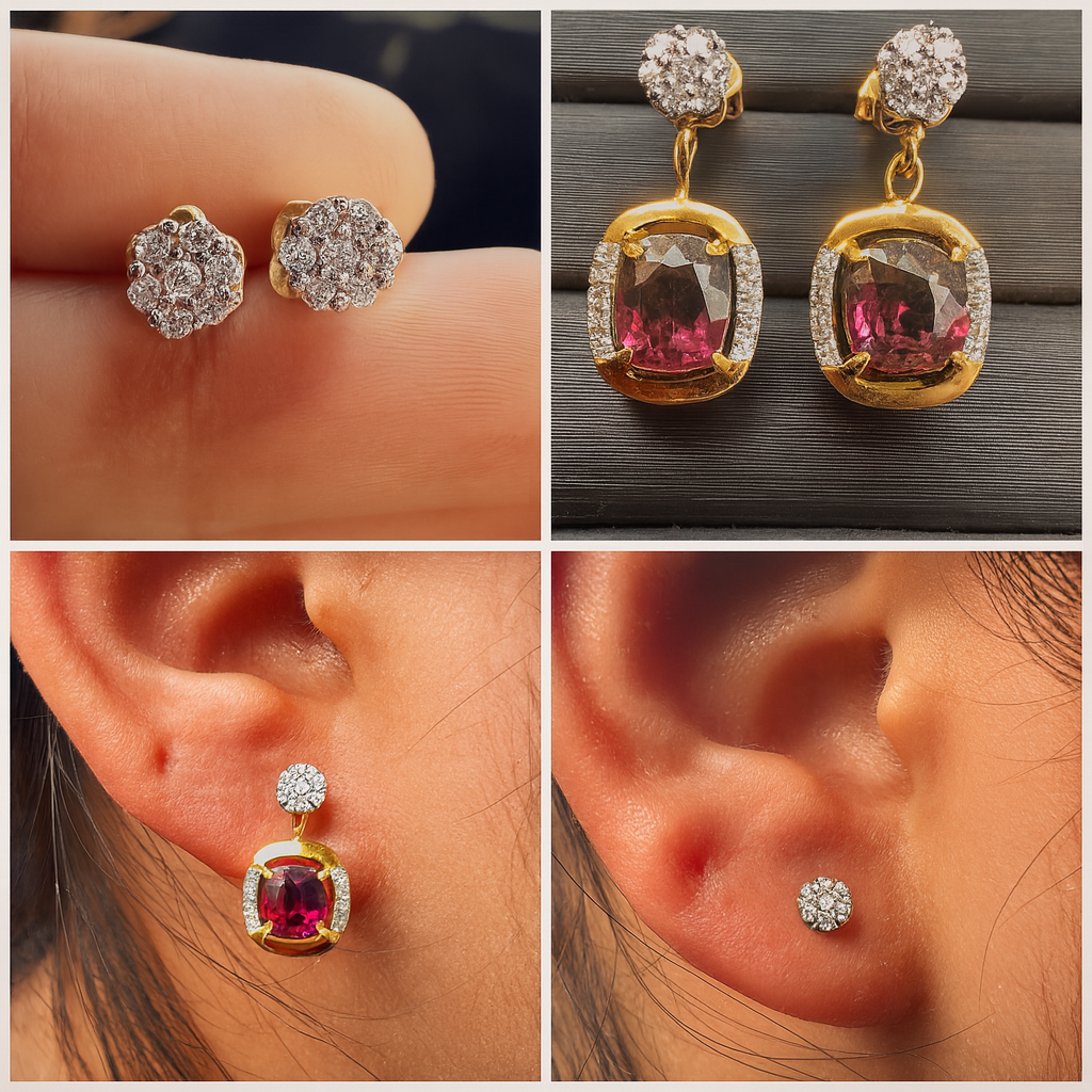 Multi-Way Natural Unheated Burmese Spinel Earrings – Includes Natural Diamond Studs