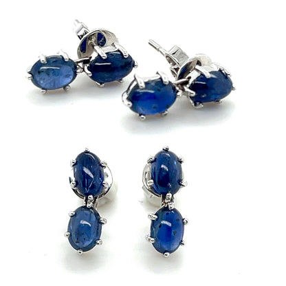 5.3 CT Natural Unheated Burmese (4) Sapphire Cabochons Earring