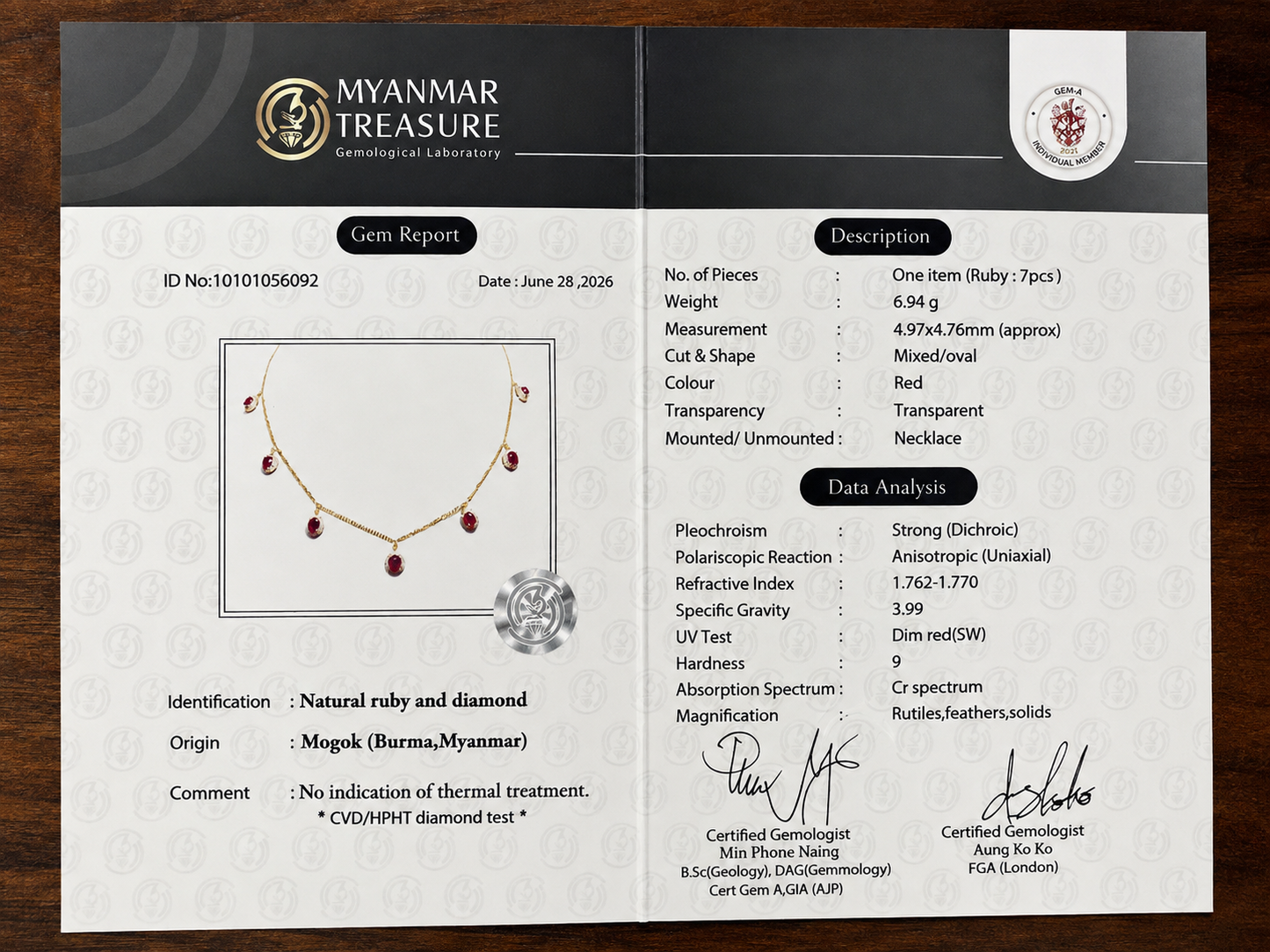 Ruby Romance – Natural Burmese Ruby (3.5CT) & Diamond 18K Gold Necklace