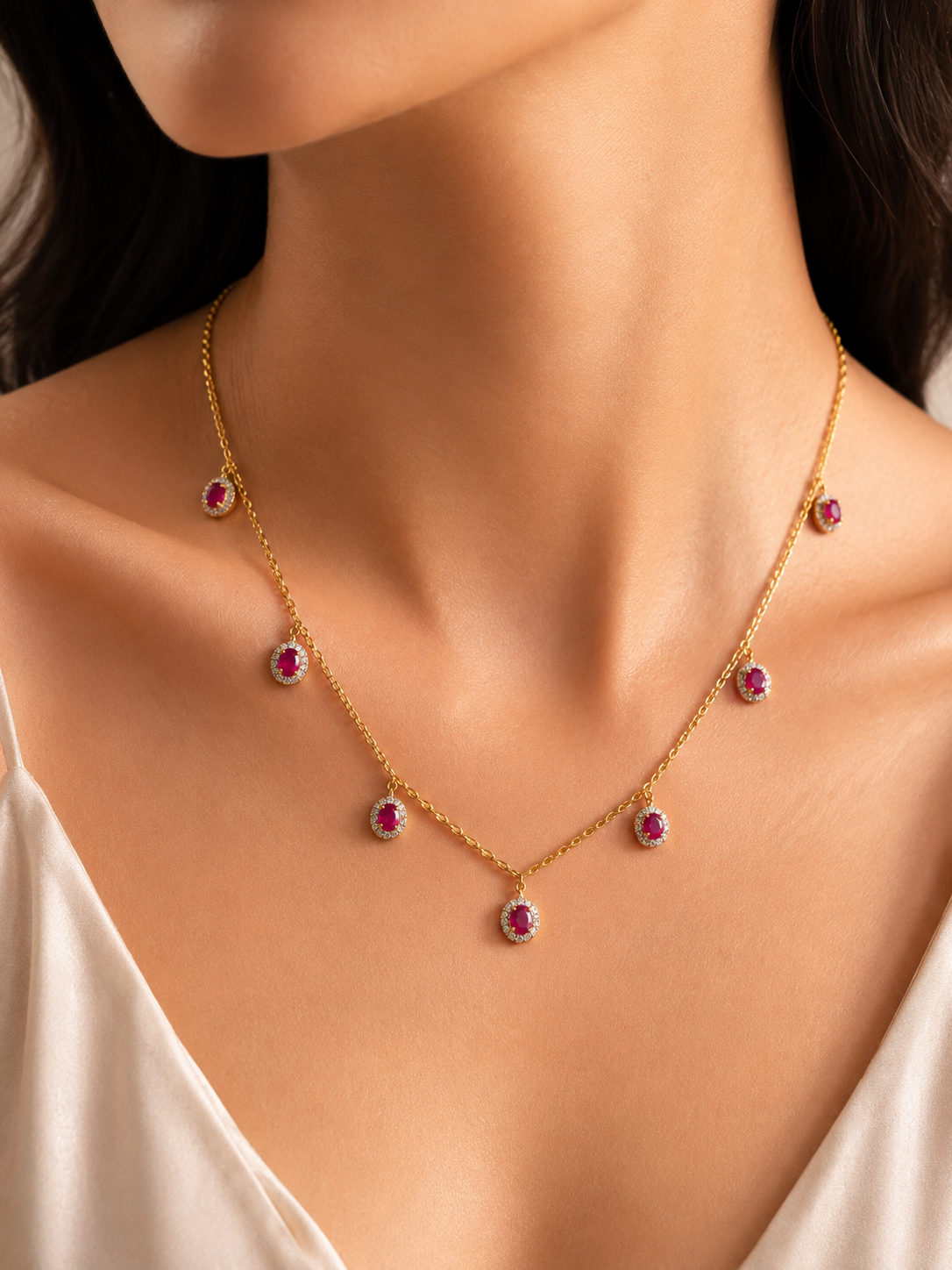Ruby Romance – Natural Burmese Ruby (3.5CT) & Diamond 18K Gold Necklace
