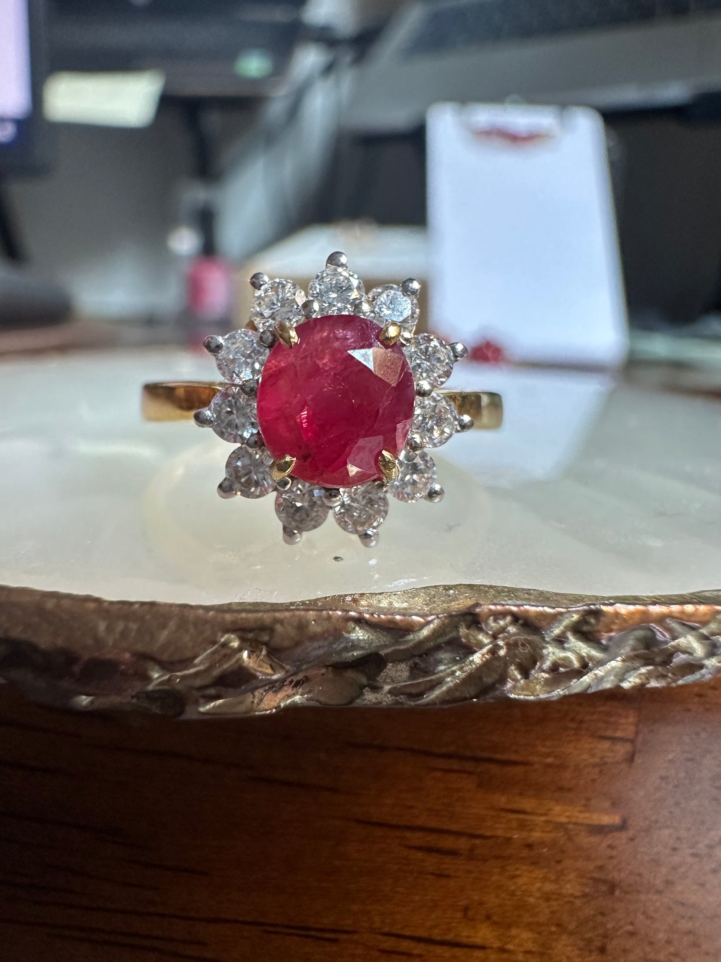 Diana-Inspired Natural Unheated Burmese Ruby (1.28ct) & Diamond Engagement Ring
