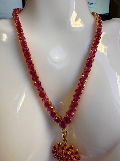 Total 27CT Natural Unheated Burma Ruby necklace/tennis necklace in 20K Gold