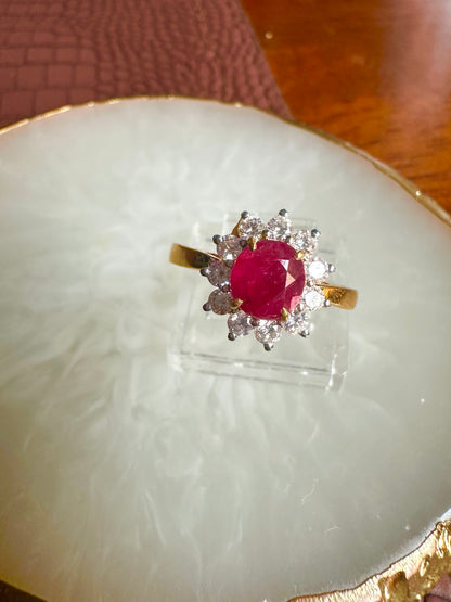 Diana-Inspired Natural Unheated Burmese Ruby (1.28ct) & Diamond Engagement Ring