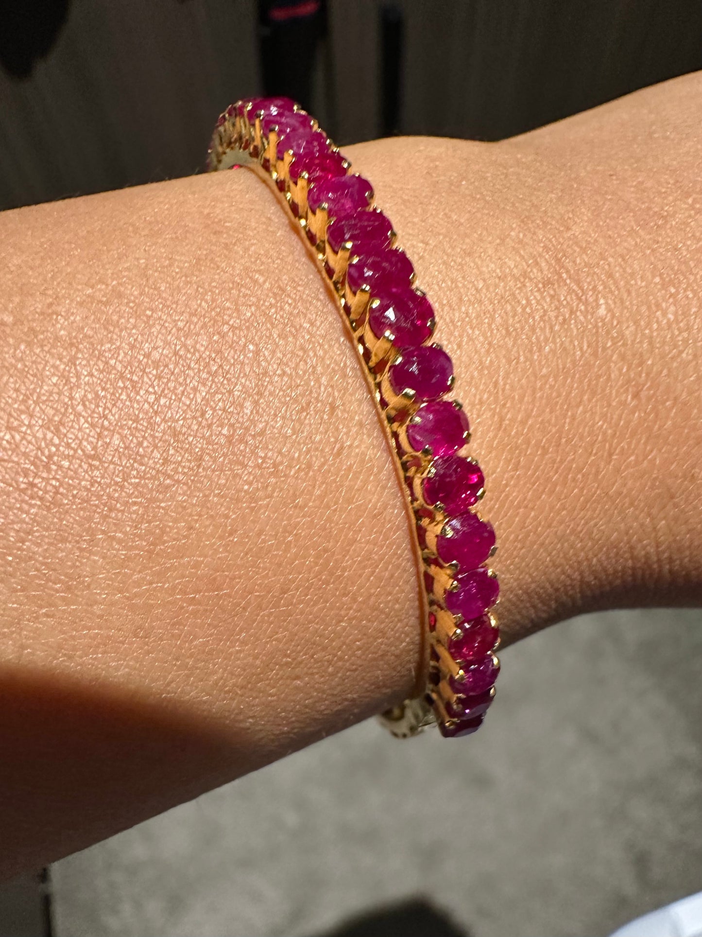 Natural Unheated Burmese Rubies (8.25CT) Bangle in 20K Solid Gold