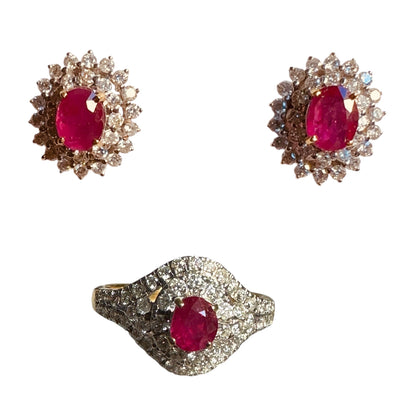 Natural Unheated Burmese Sapphires and Diamonds Earring with 20K Solid Gold