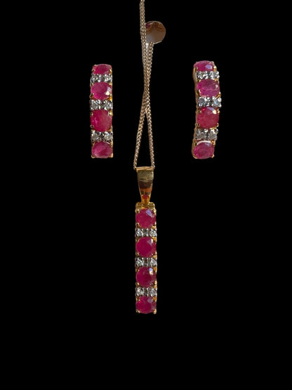 Total 4CT of Natural Unheated Burmese Ruby Dimond Earring & Total 2.50CT of NUB Ruby Diamonds Pendant Set