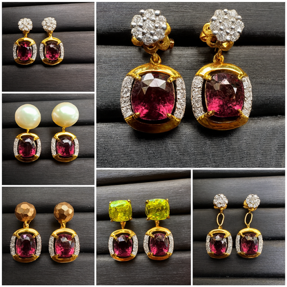 Multi-Way Natural Unheated Burmese Spinel Earrings – Includes Natural Diamond Studs