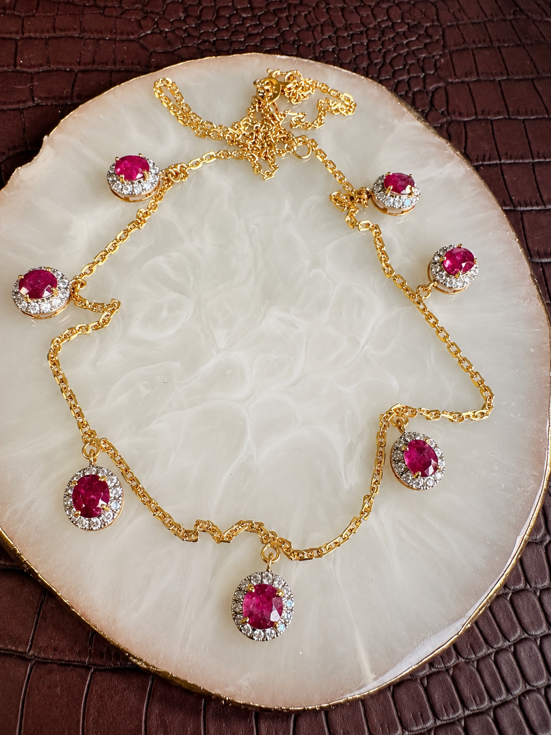 Ruby Romance – Natural Burmese Ruby (3.5CT) & Diamond 18K Gold Necklace