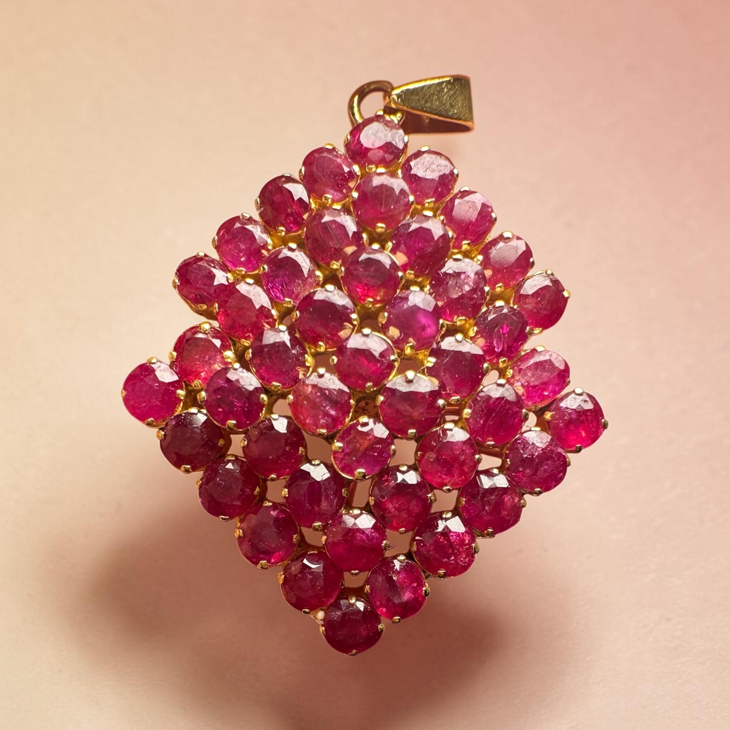 Natural Unheated Mogok Ruby Cluster Pendant | 4.00ct Ruby | 18ct Gold