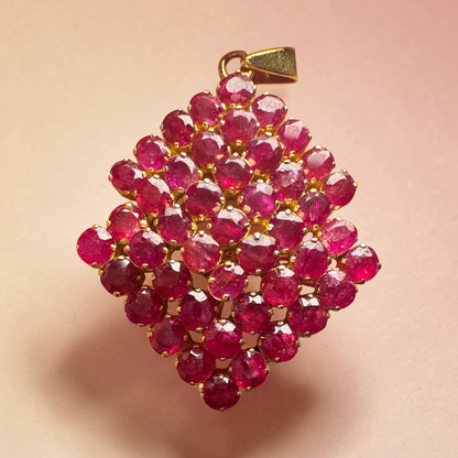 Natural Unheated Mogok Ruby Cluster Pendant | 4.00ct Ruby | 18ct Gold