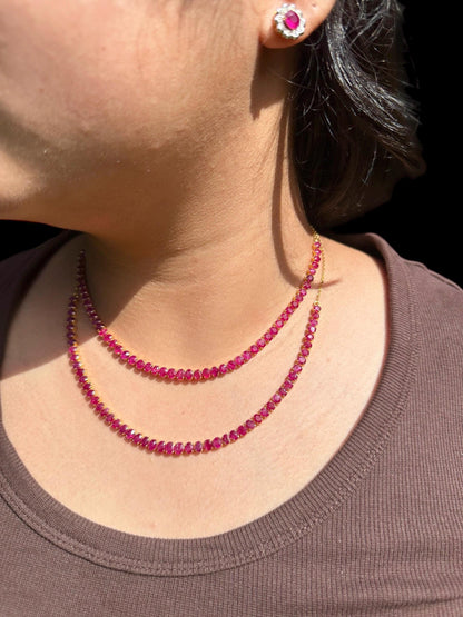 Total 21CT Natural Unheated Burma Ruby necklace/tennis necklace in 20K Gold