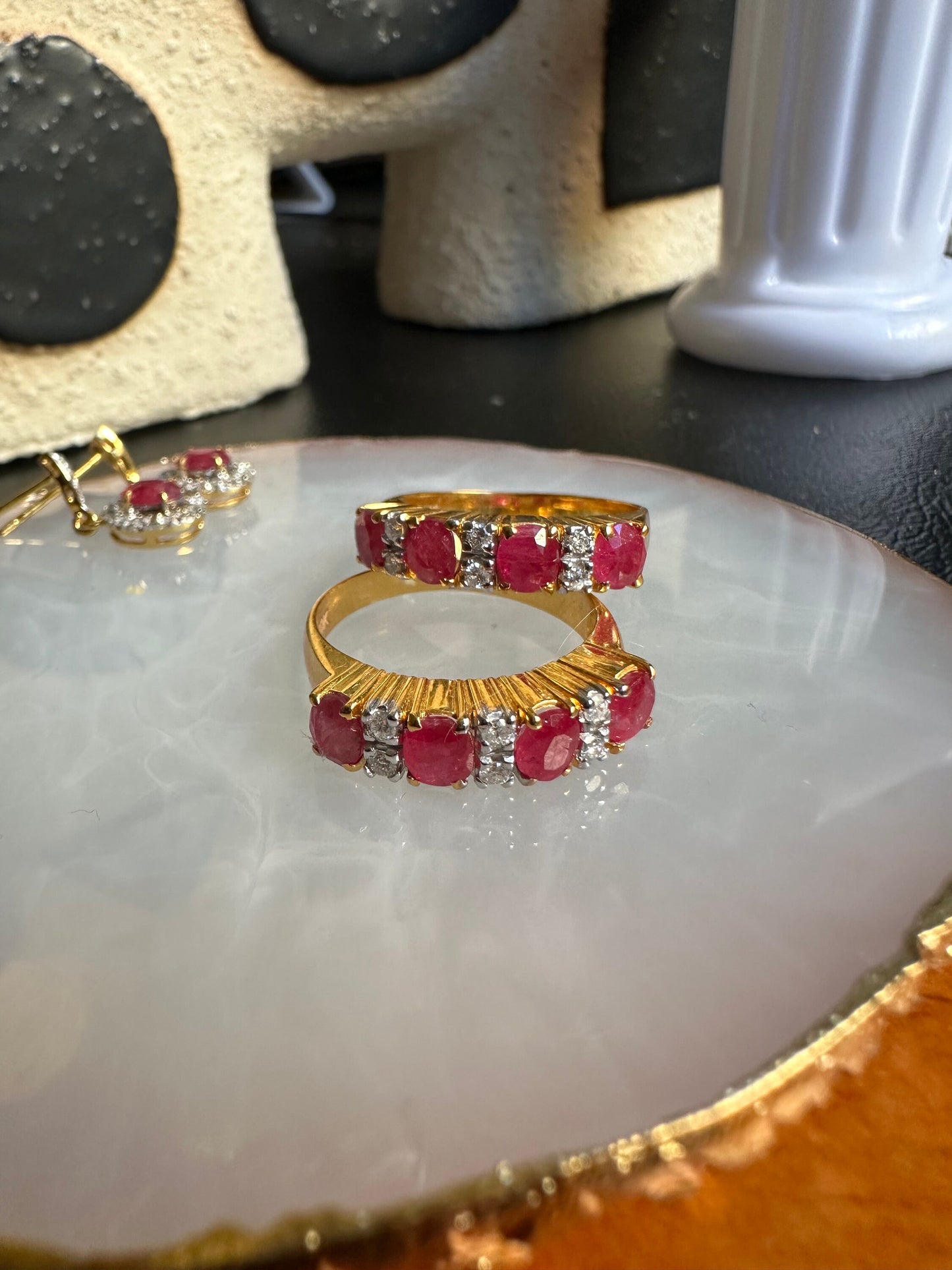 Total 2CT of Natural Unheated Burmese Ruby Dimond Ring in 20K Solid Gold