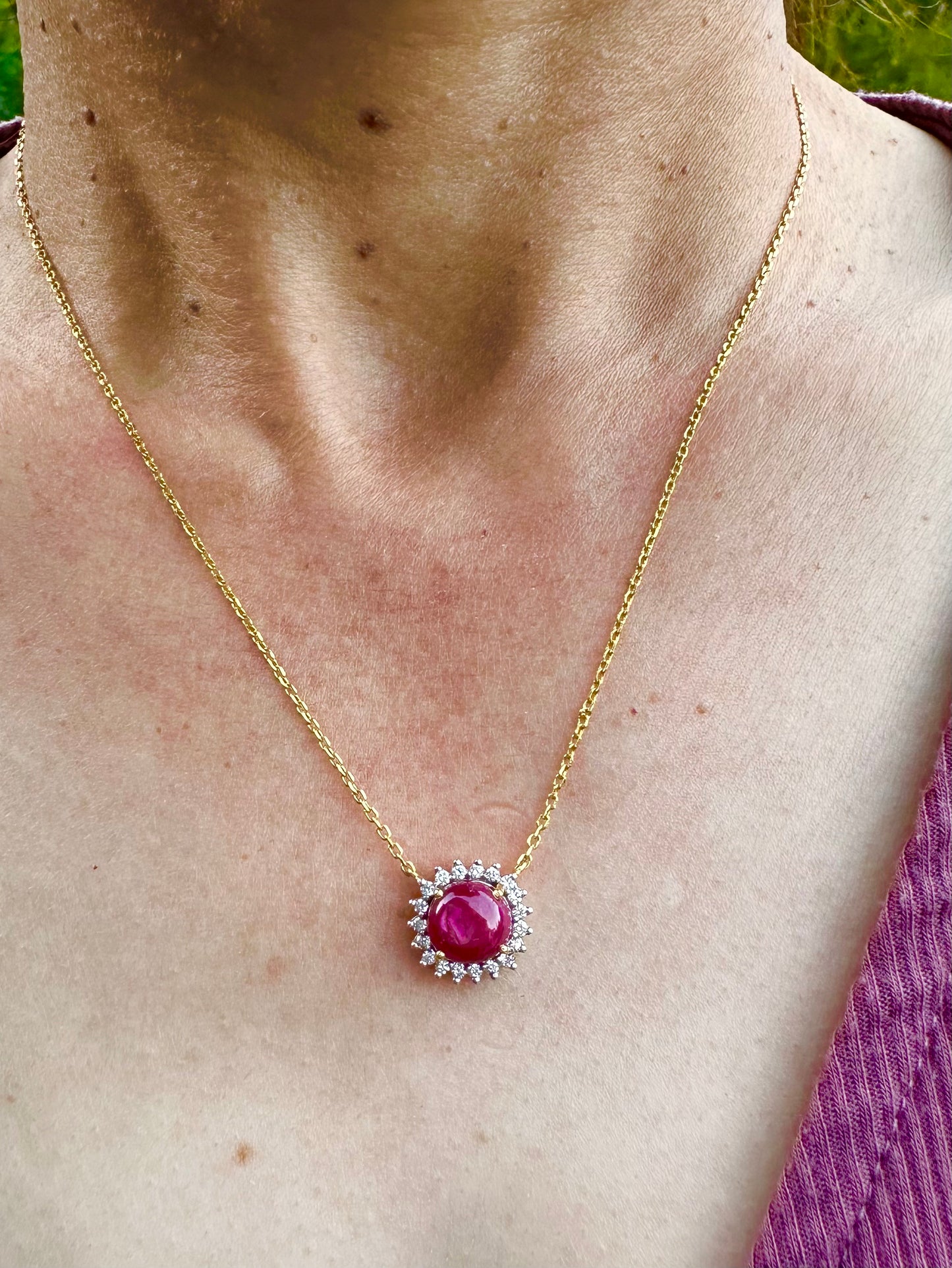 Celestial Ruby – 4.50ct Natural Unheated Mogok Star Ruby (4.5CT) Natural Diamonds & 20K Gold Pendant